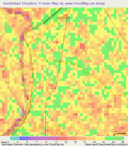 Sarishabari,Bangladesh Elevation Map