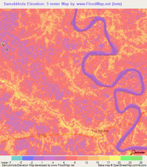 Samukkhola,Bangladesh Elevation Map