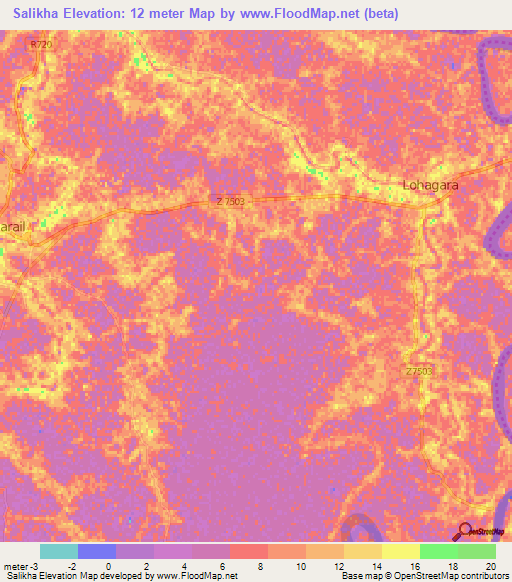 Salikha,Bangladesh Elevation Map