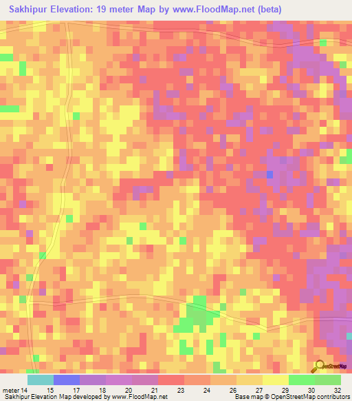 Sakhipur,Bangladesh Elevation Map