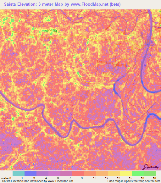 Saista,Bangladesh Elevation Map