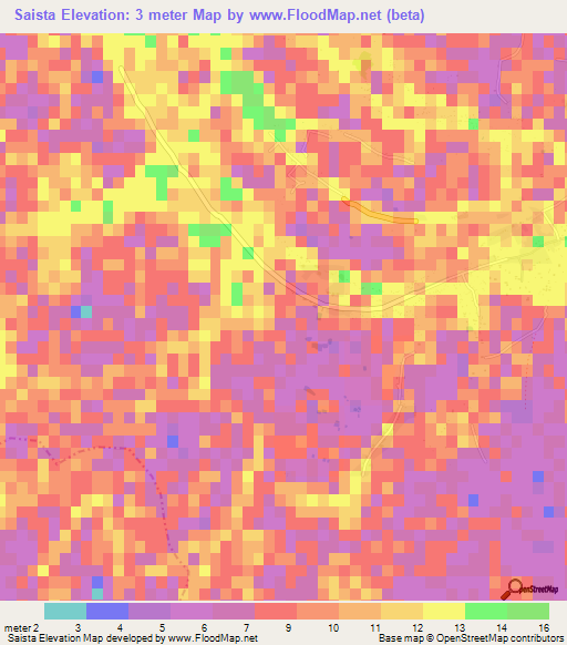 Saista,Bangladesh Elevation Map