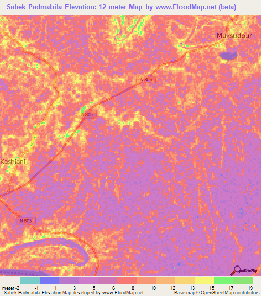 Sabek Padmabila,Bangladesh Elevation Map