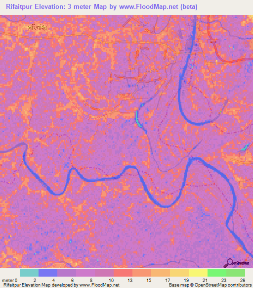 Rifaitpur,Bangladesh Elevation Map