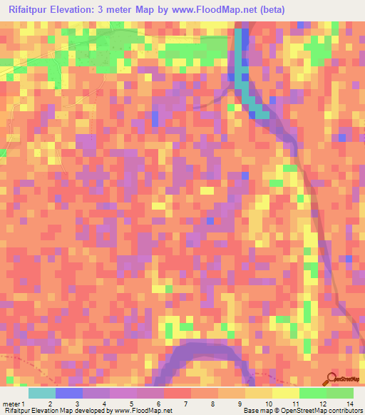 Rifaitpur,Bangladesh Elevation Map