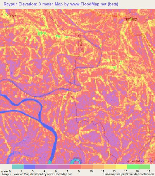 Raypur,Bangladesh Elevation Map