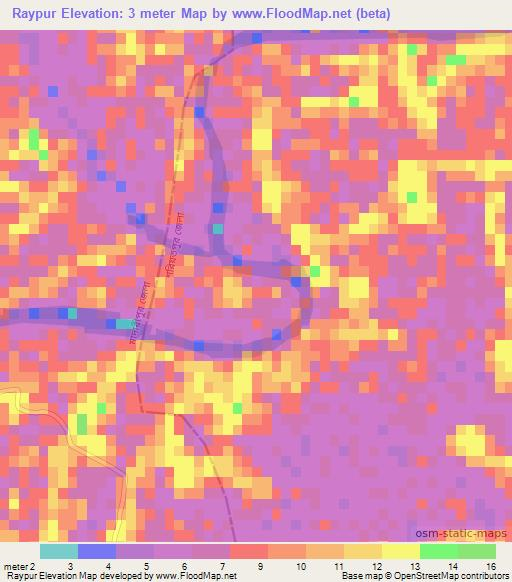 Raypur,Bangladesh Elevation Map