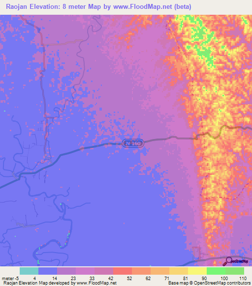 Raojan,Bangladesh Elevation Map