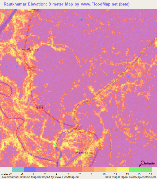 Rautkhamar,Bangladesh Elevation Map