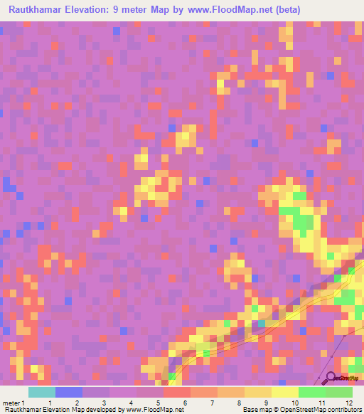 Rautkhamar,Bangladesh Elevation Map