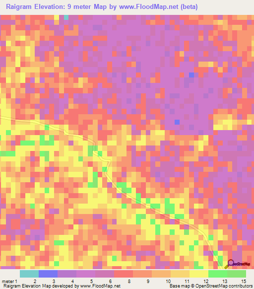 Raigram,Bangladesh Elevation Map