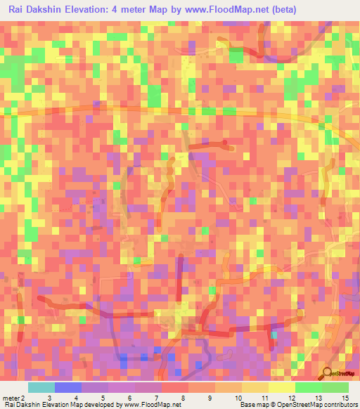 Rai Dakshin,Bangladesh Elevation Map