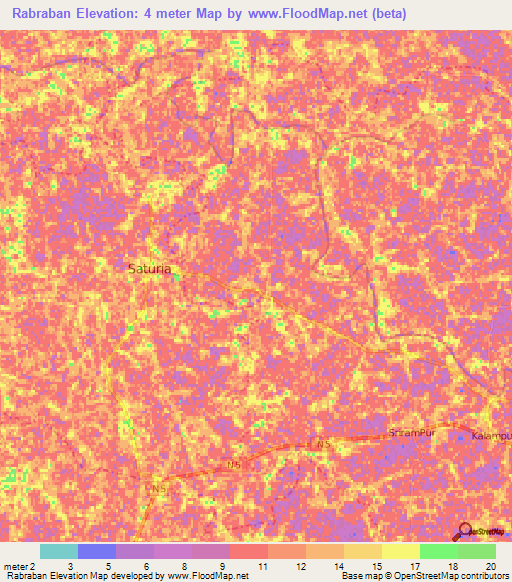 Rabraban,Bangladesh Elevation Map