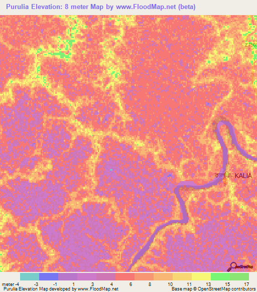 Purulia,Bangladesh Elevation Map