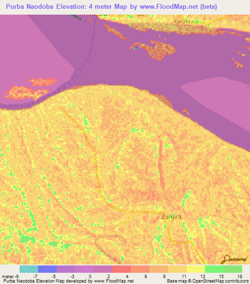 Purba Naodoba,Bangladesh Elevation Map