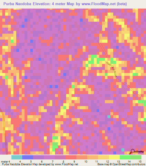 Purba Naodoba,Bangladesh Elevation Map