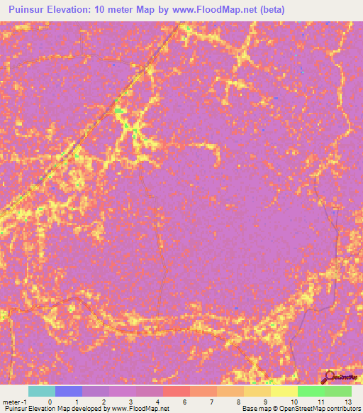 Puinsur,Bangladesh Elevation Map