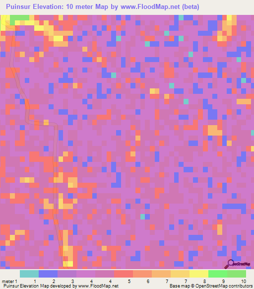 Puinsur,Bangladesh Elevation Map