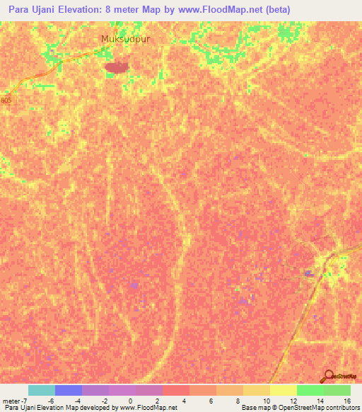 Para Ujani,Bangladesh Elevation Map