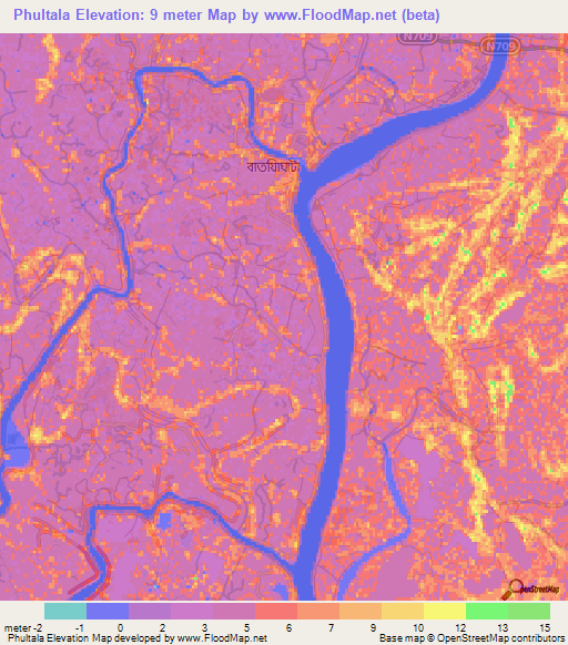 Phultala,Bangladesh Elevation Map