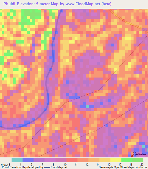 Phuldi,Bangladesh Elevation Map