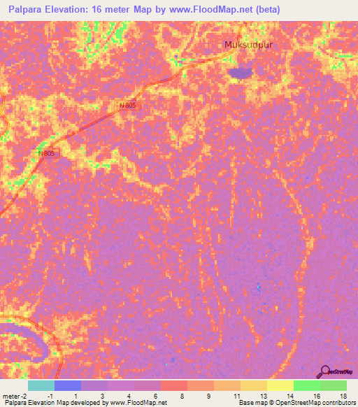 Palpara,Bangladesh Elevation Map