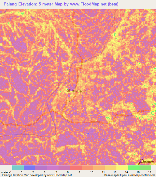 Palang,Bangladesh Elevation Map