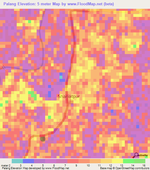 Palang,Bangladesh Elevation Map