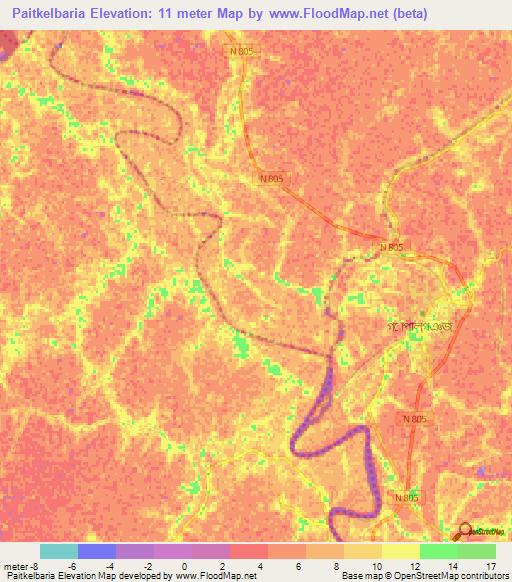 Paitkelbaria,Bangladesh Elevation Map