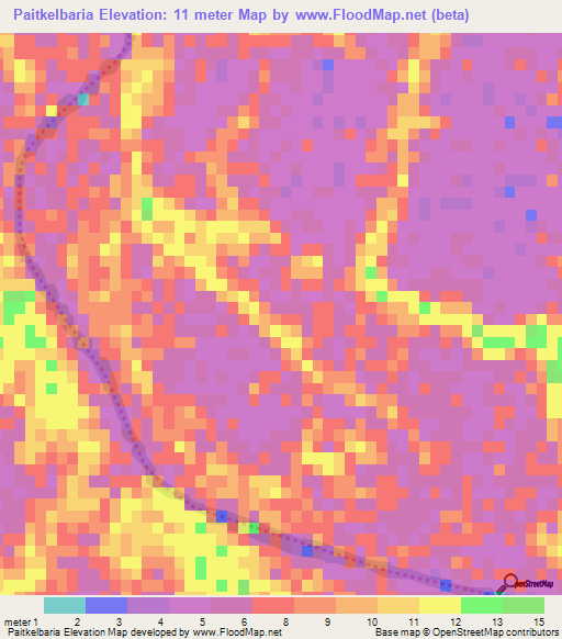 Paitkelbaria,Bangladesh Elevation Map