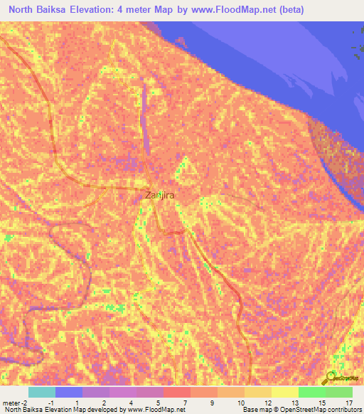 North Baiksa,Bangladesh Elevation Map