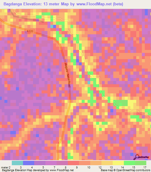 Bagdanga,Bangladesh Elevation Map