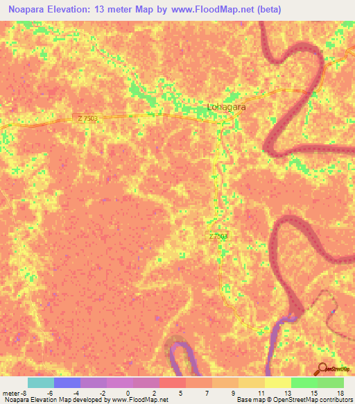 Noapara,Bangladesh Elevation Map