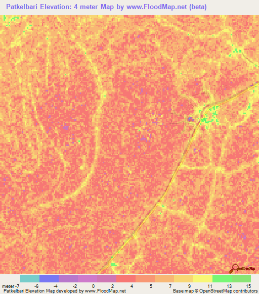 Patkelbari,Bangladesh Elevation Map