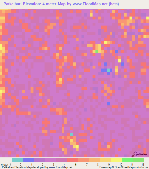 Patkelbari,Bangladesh Elevation Map