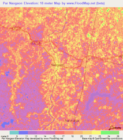 Par Naogaon,Bangladesh Elevation Map