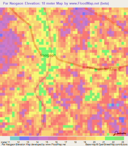 Par Naogaon,Bangladesh Elevation Map