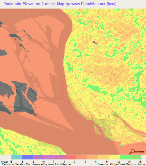 Pankunda,Bangladesh Elevation Map