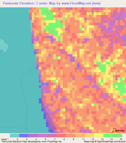 Pankunda,Bangladesh Elevation Map