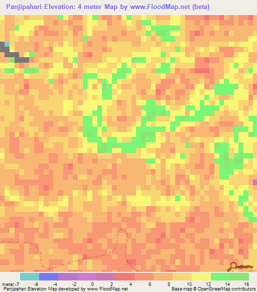 Panjipahari,Bangladesh Elevation Map