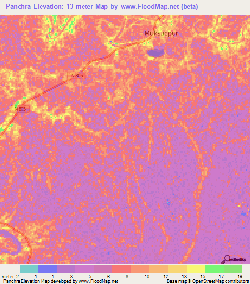 Panchra,Bangladesh Elevation Map