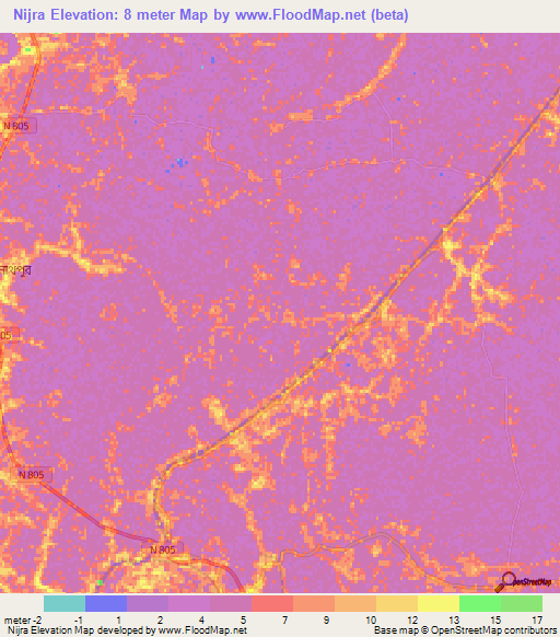 Nijra,Bangladesh Elevation Map