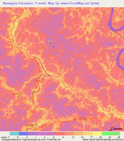 Nawapara,Bangladesh Elevation Map