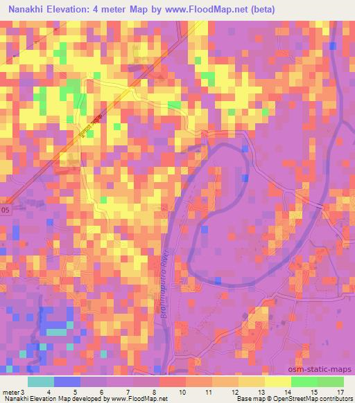 Nanakhi,Bangladesh Elevation Map