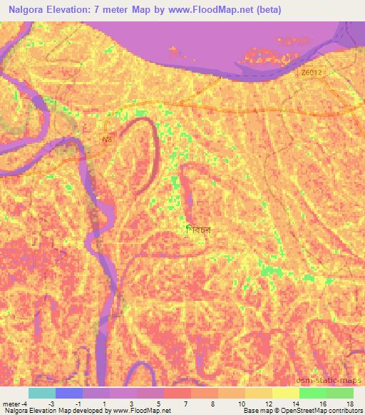 Nalgora,Bangladesh Elevation Map