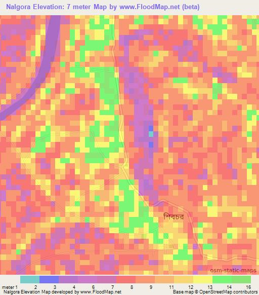 Nalgora,Bangladesh Elevation Map