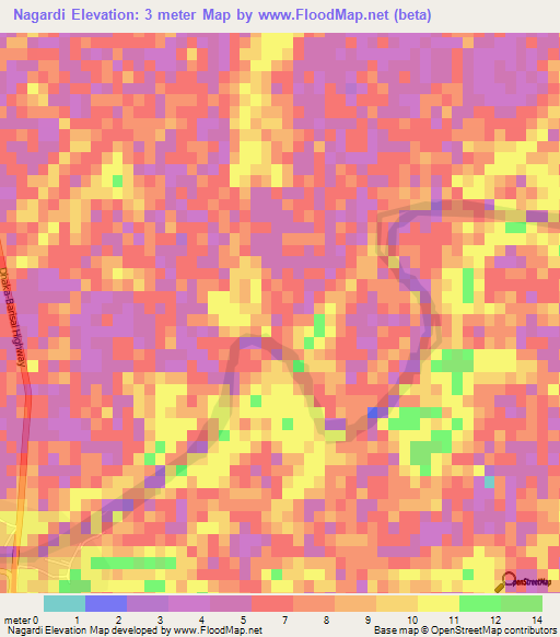 Nagardi,Bangladesh Elevation Map