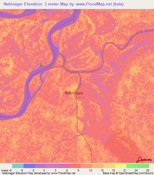 Nabinagar,Bangladesh Elevation Map