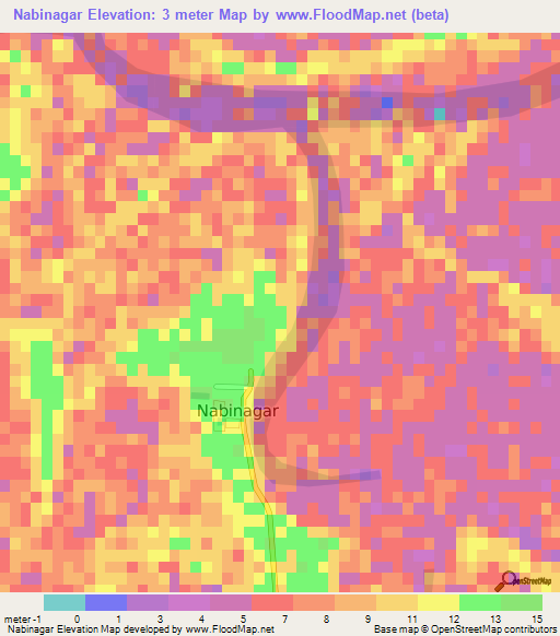 Nabinagar,Bangladesh Elevation Map