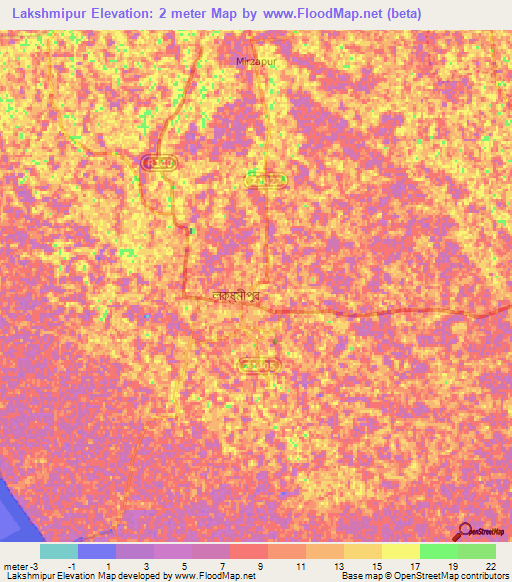 Lakshmipur,Bangladesh Elevation Map